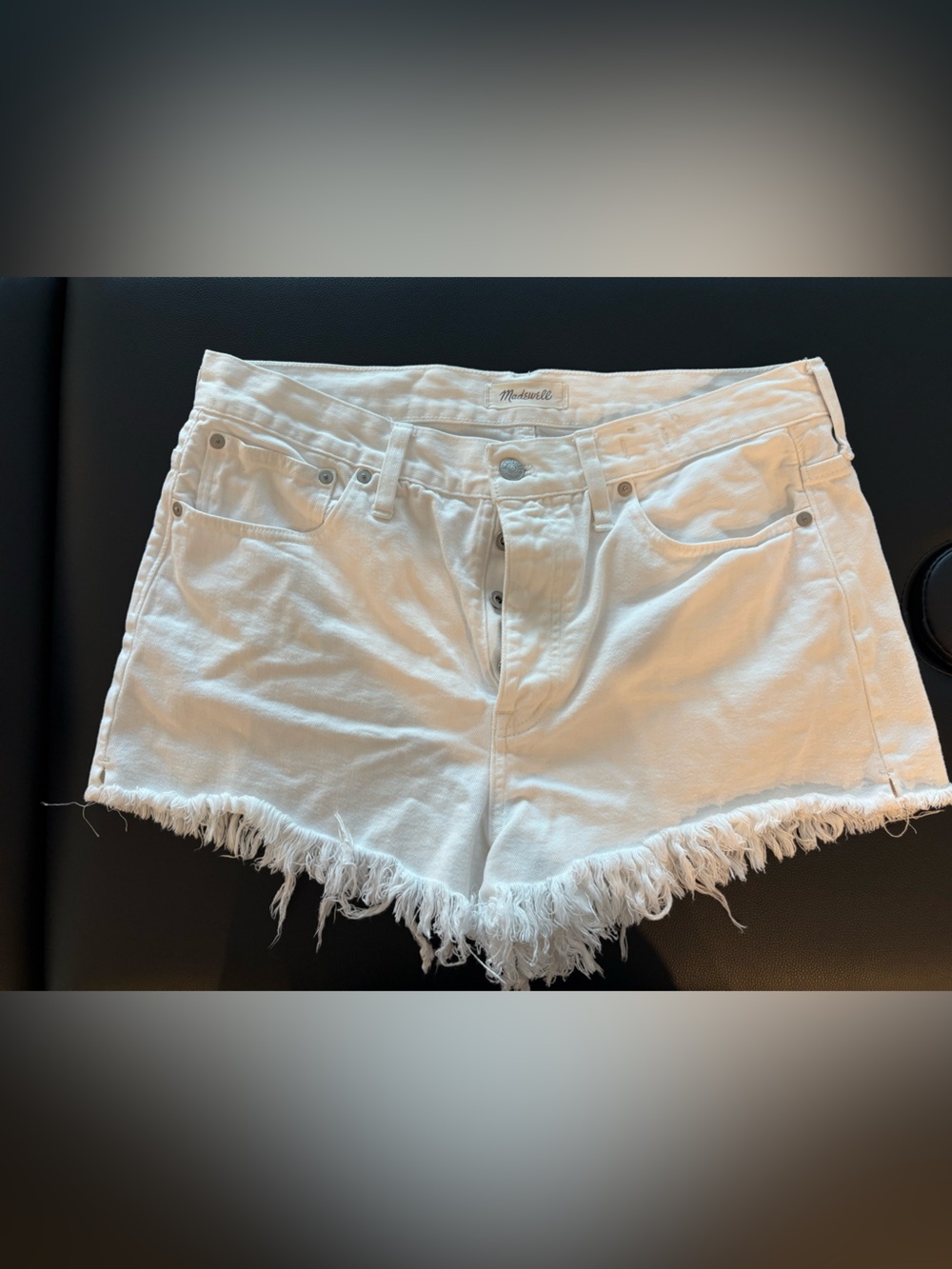 Madewell White Frayed Hem Denim Cutoff Shorts